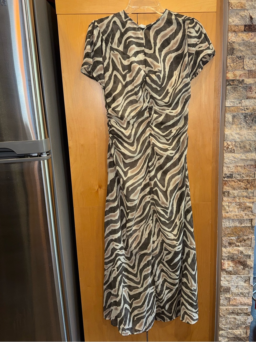 Zebra-Print Ankle Length Dress